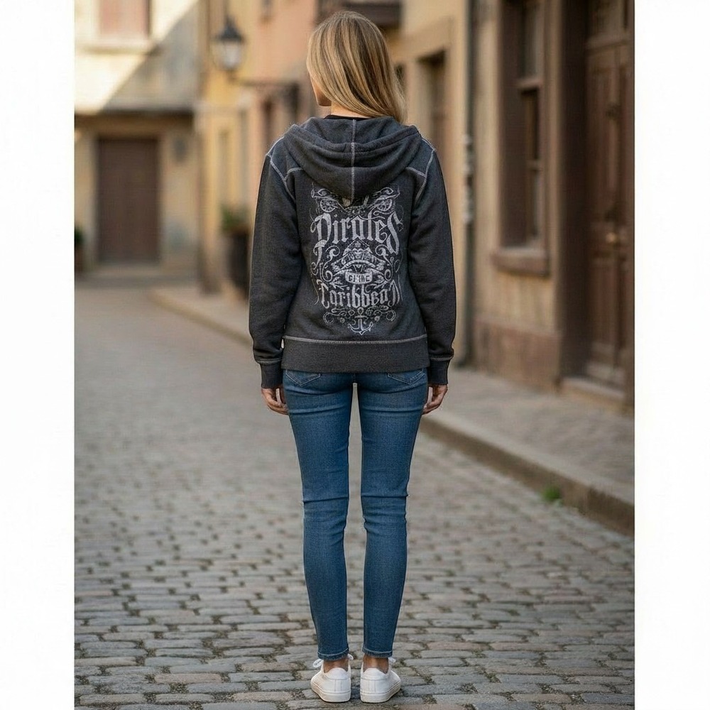 Pirates of the Caribbean Jack Sparrow Full Zip Hoodie   Disney 38" chest S